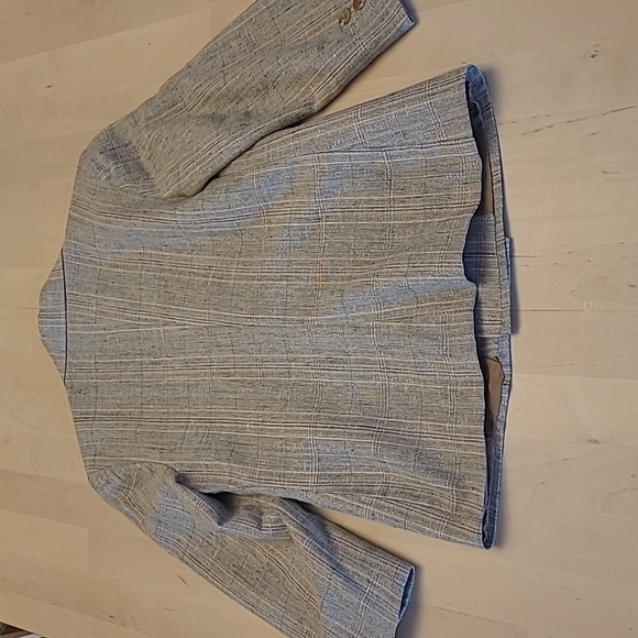 NWOT VTG Giovanni Bellini Grey Mutli Colored Plaid Wool 3/4 Sleeved Blazer - Picture 6 of 12
